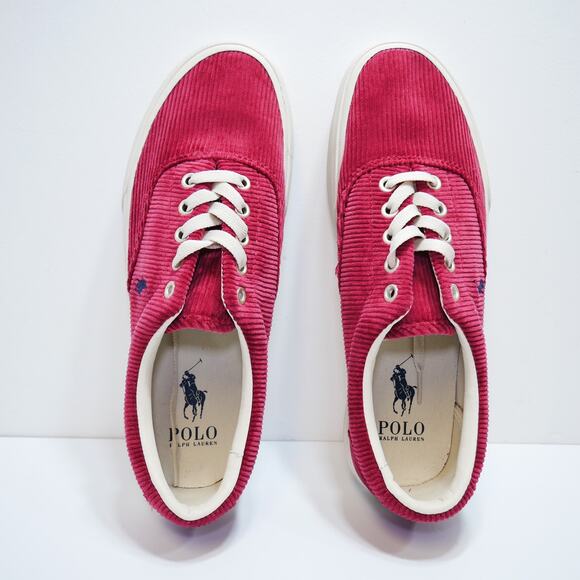 NEW POLO RALPH LAUREN KEATON CORDUROY SNEAKER SHOE RED MENS SIZE - 8 - Picture 5 of 7